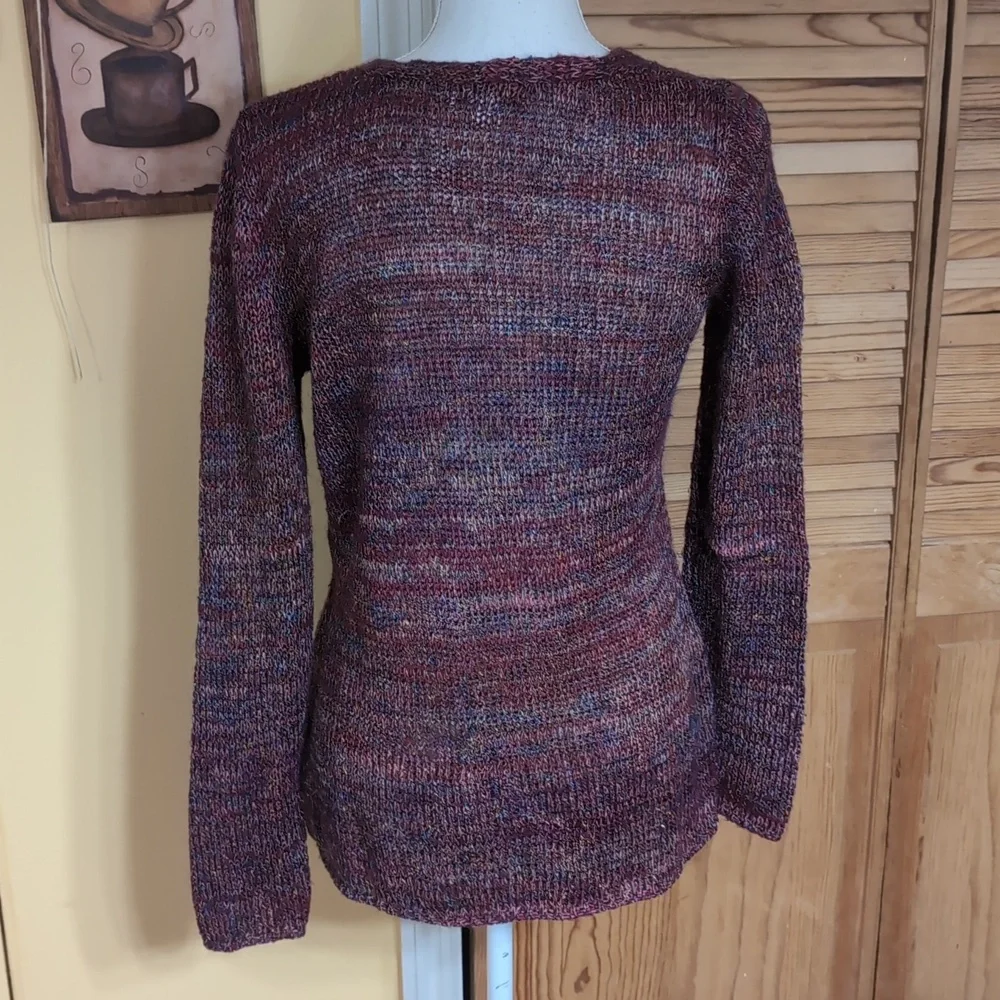 Coldwater Creek Burgundy Mohair Wool Blend V-Neck Long Sleeve Sweater L 14 - 16 - Picture 6 of 8